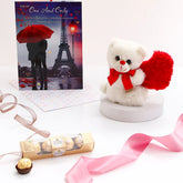 Sweetheart Teddy Bear with Ferrero Rocher Chocolate and Greeting Card