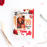For My Sweet Heart 20 Reasons Why Greeting Card With Rose and Ferrero Rocher
