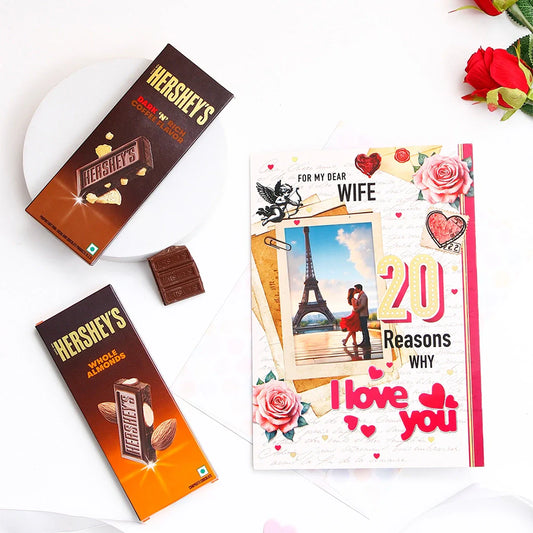 Hersheys Chocolate With My Dear Wife 20 Reasons Why Greeting Card and Envelope