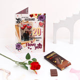 My Dear Husband 20 Reasons Why Greeting Card With Rose and Chocolates