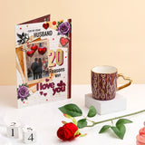 For Husband Greeting Card With Love Mug and Rose