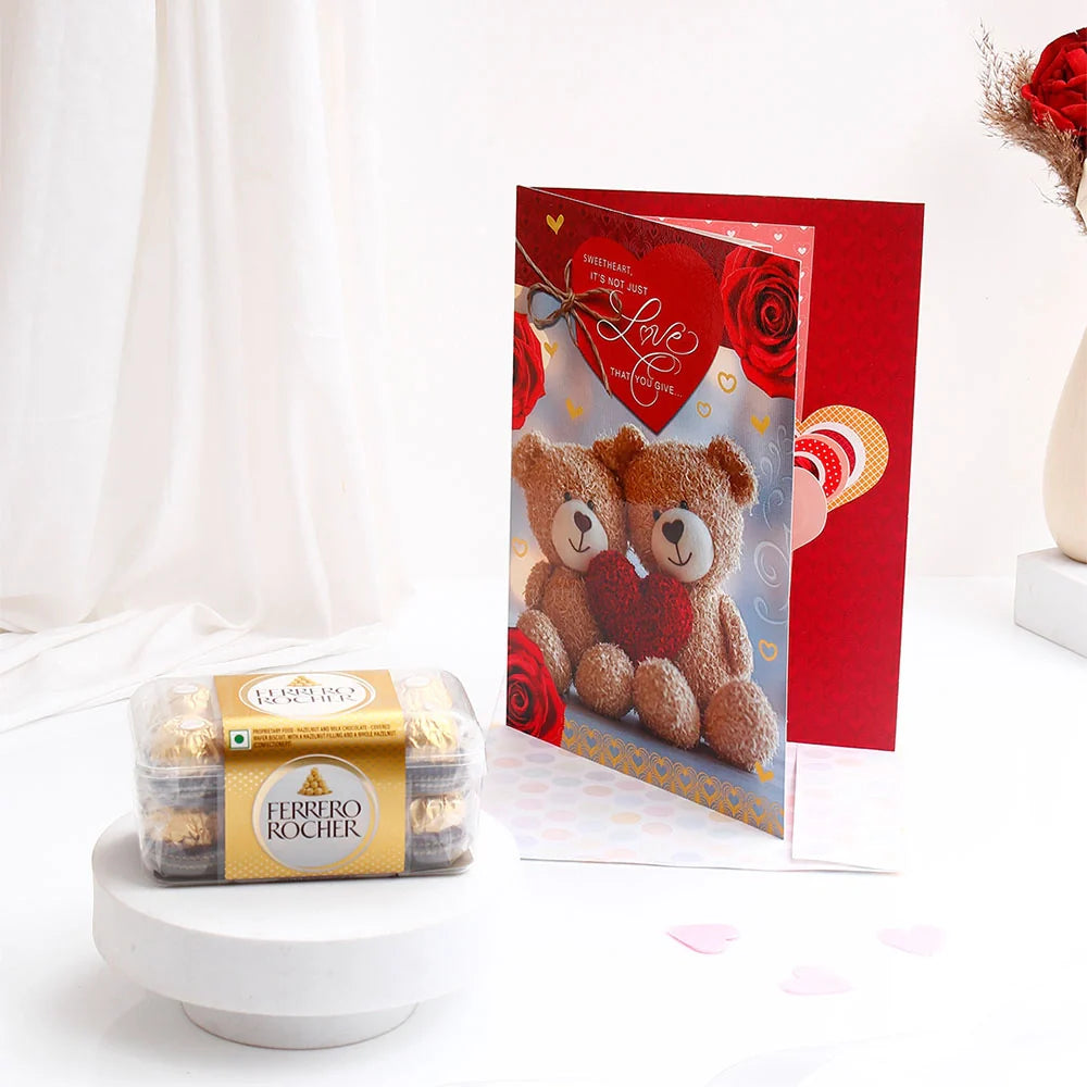 Ferrero Rocher With Sweetheart Love Teddy Greeting Card and Envelope