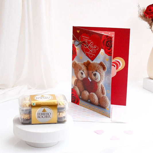 Ferrero Rocher With Sweetheart Love Teddy Greeting Card and Envelope