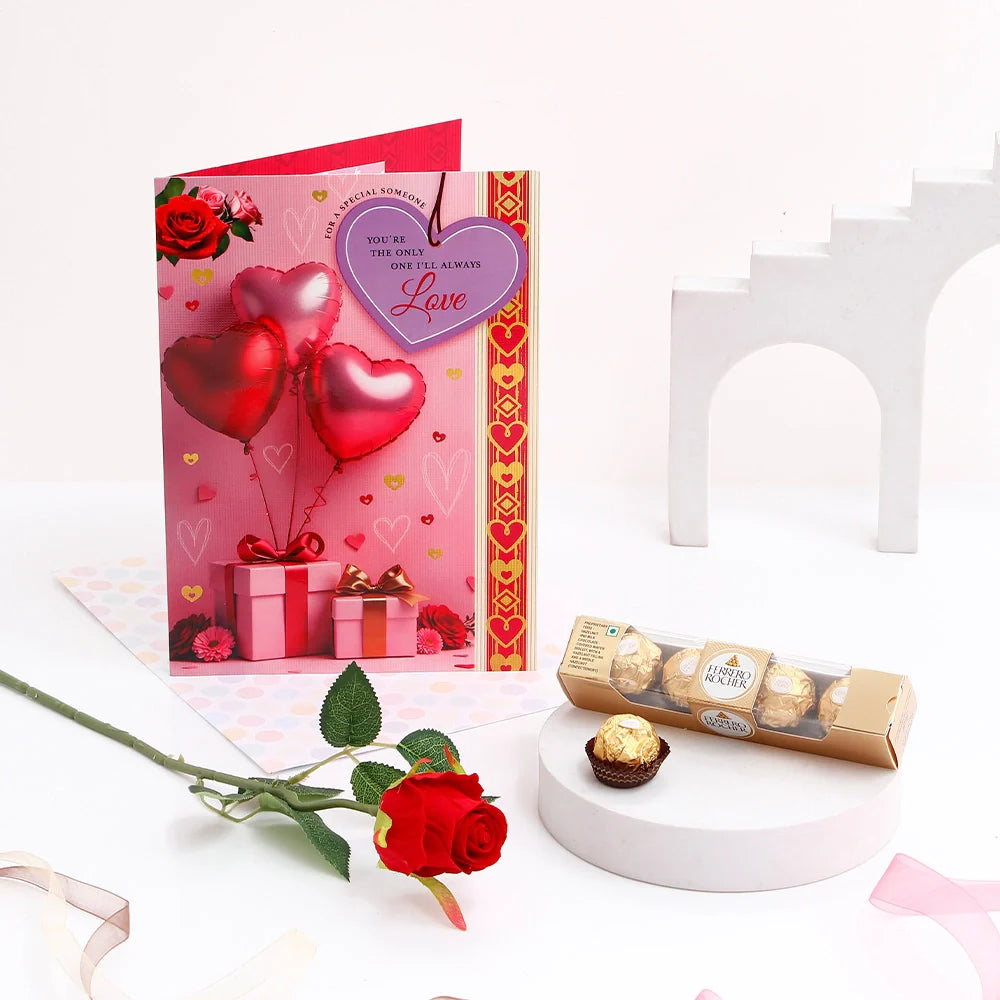 The One I'll Always Love Greeting Card With Rose and Chocolates