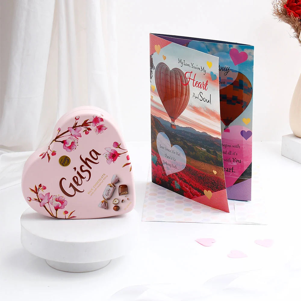 Geisha Chocolate With You Are My Heart and Soul Greeting Card and Envelope