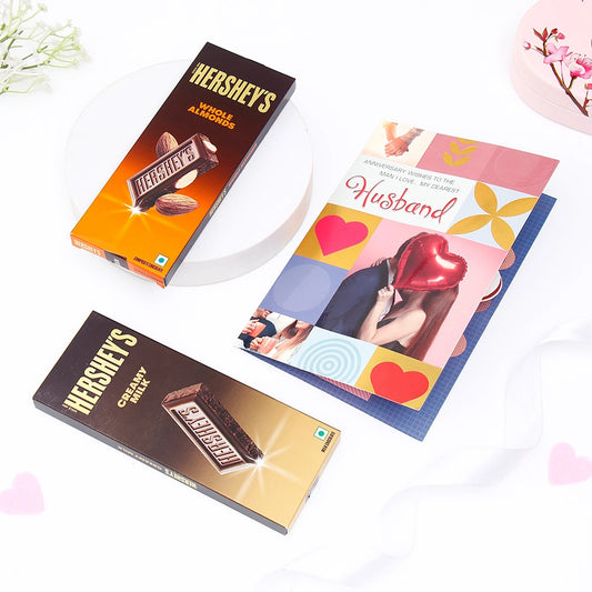 Dearest Anniversary Greeting Card For Husband With Chocolates