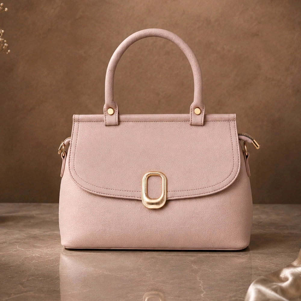 Blush Pink Oval-Clasp Handbag