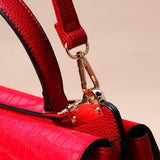 Crimson Croc-Flap Handbag