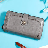 Grey Brogue-Perforated Tab Wallet