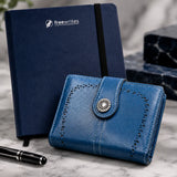 Navy Diary with Blue Vintage Button Wallet