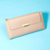 Beige Pebbled-Texture Flap Wallet