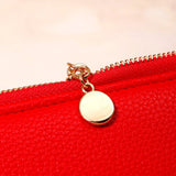 Red Pebbled-Texture Flap Wallet