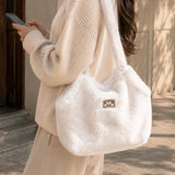 White Fluffy Faux Fur Tote Bag