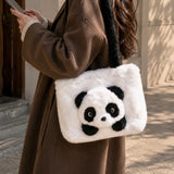 Panda Fluffy Faux Fur Tote Bag