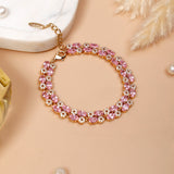 Pink Crystal Flower Cluster Bracelet