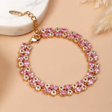 Pink Crystal Flower Cluster Bracelet