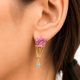 Pink Heart Drop Stud Earrings