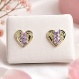 Lilac Weave Heart Stud Earrings