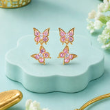 Pink Butterfly Double Dangle Earrings