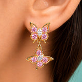 Pink Butterfly Double Dangle Earrings