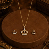 Crown Charm Pendant and Earring Set