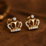 Crown Charm Pendant and Earring Set