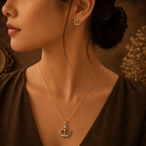 Crown Charm Pendant and Earring Set