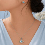 Evil Eye Charm Pendant and Earring Set