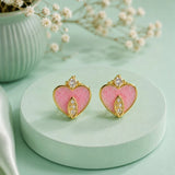 Pink Clover Heart Pendant and Earring Set