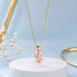 Pink Butterfly Cluster Pendant and Earring Set