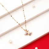 Purple Crystal Double Swan Heart Necklace