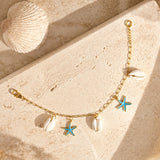 Turquoise Starfish Shell Charm Bracelet