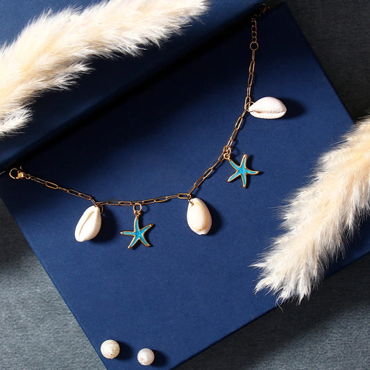 Turquoise Starfish Shell Charm Bracelet | Stupid Cupid