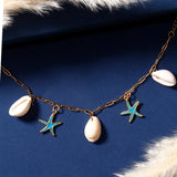 Turquoise Starfish Shell Charm Bracelet