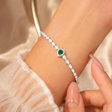 Green Heart Crystal Tennis Bracelet