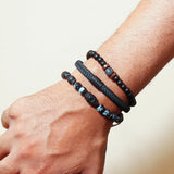 Black Beaded & Braided Bracelet Set