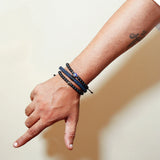 Black Beaded Evil Eye & Braided Bracelet Set