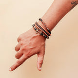 Black & Copper Beaded Anchor Charm Bracelet Set