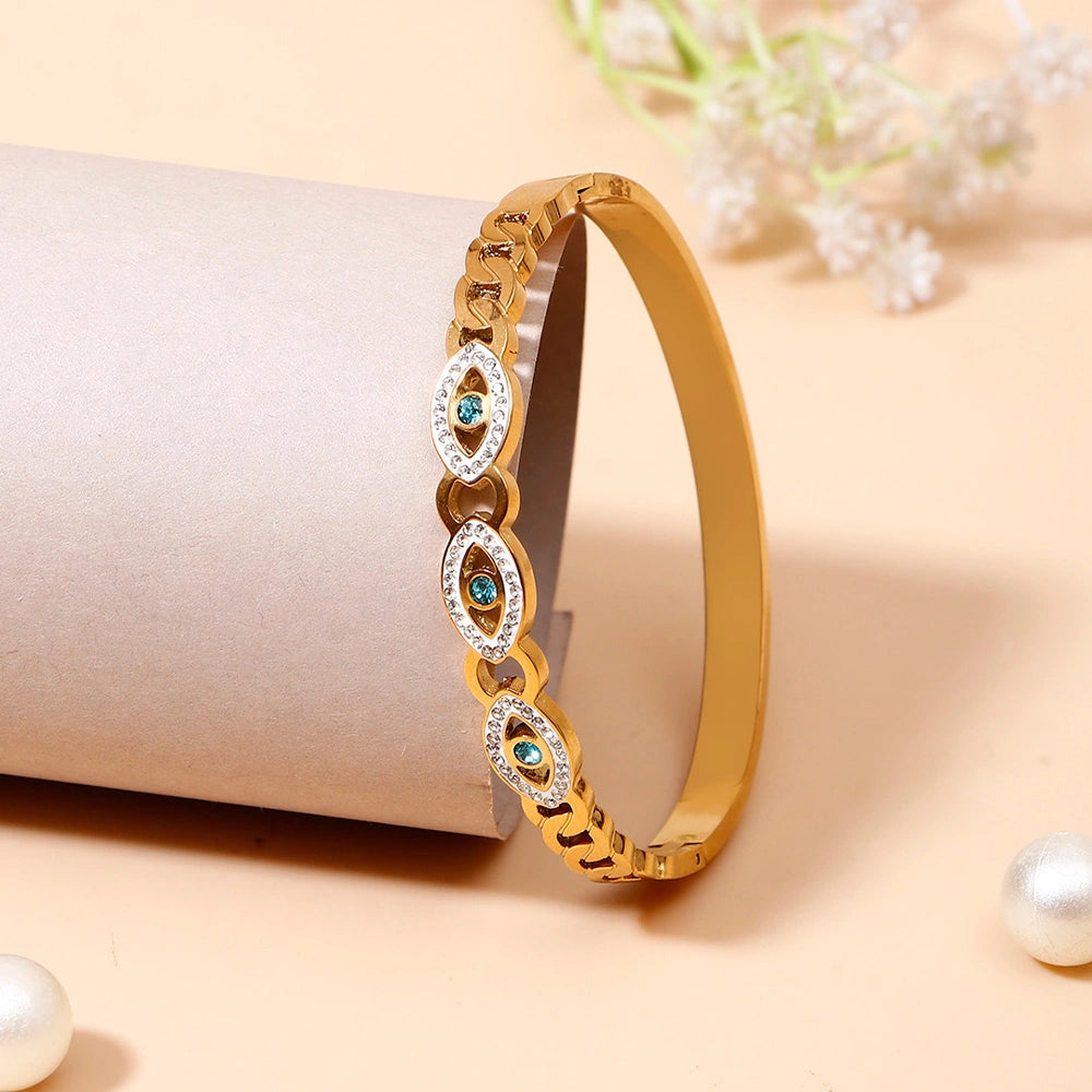 Evil Eye Gold-Tone Bangle Bracelet