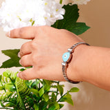 Blue Evil Eye Heart Bangle Bracelet