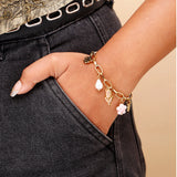 Floral Charm Bracelet with Pearl