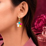 Rainbow Flower Enamel Hoop Earrings