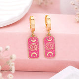 Pink Tarot Eye Rectangle Hoop Earrings