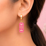 Pink Tarot Eye Rectangle Hoop Earrings