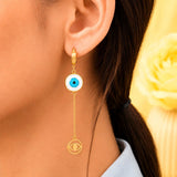 Blue Evil Eye Charm Dangle Earrings