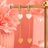 Opal Heart Chain Dangle Earrings
