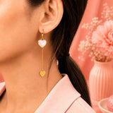 Opal Heart Chain Dangle Earrings
