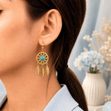 Turquoise Dreamcatcher Feather Hoop Earrings