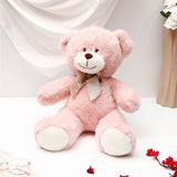 Single Rose With Adorable Cuddle Teddy Bear - Pink