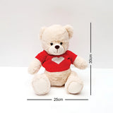 White Teddy Bear in Red T-Shirt